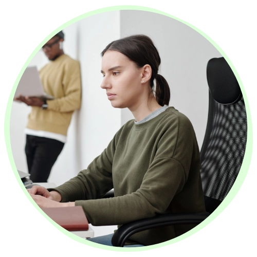 Close up person working on computer