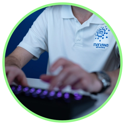 Manawa Networks team member close up typing